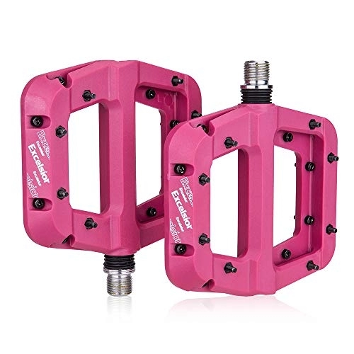 Mountain Bike Pedal : Bike Pedals MTB Bike Pedals Non-Slip Mountain Bike Pedals Platform Nylon Fiber Bicycle Flat Pedals 9 / 16 Inch Bicycle Accessories Mtb Pedals (Color : Red)