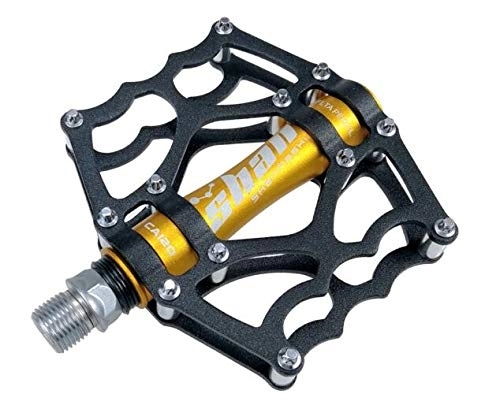 Mountain Bike Pedal : Bike Pedals MTB Mountain Bike Pedals Aluminum Alloy CNC Bike Footrest Big Flat Ultralight Cycling BMX Pedal Mtb Pedals (Color : Gold)