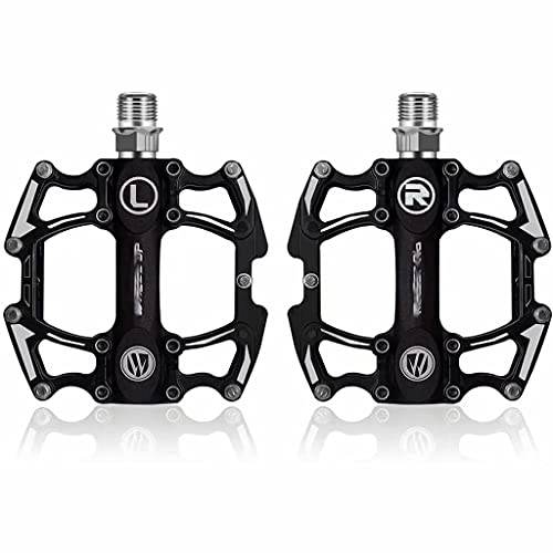 Mountain Bike Pedal : Bike Pedals Non-Slip, for Road Mountain Bike Aluminium Alloy Universal Lightweight Durable Flat Pedals, Black, 11.5cm×9.5cm×2cm