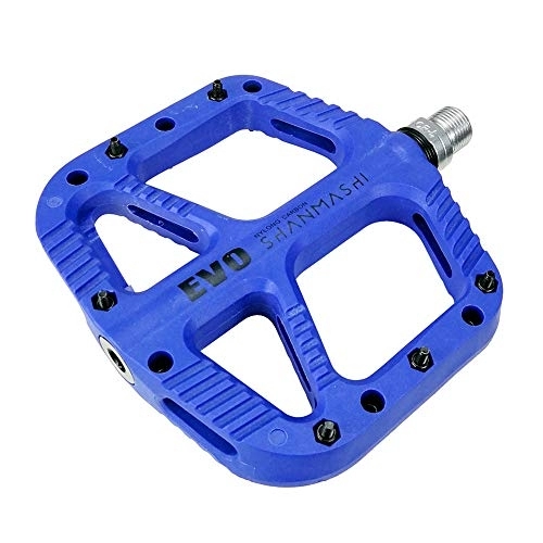Mountain Bike Pedal : Bike Pedals, Nylon Fiber 9 / 16" Cycling Wide Platform Flat Pedals, Lightweight Stable with Anti-slip Cycling Bike Pedal for Road / Mountain / MTB / BMX Bike, Blue
