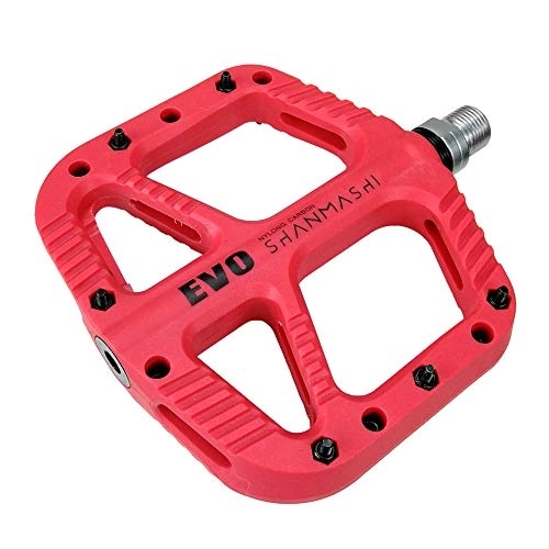 Mountain Bike Pedal : Bike Pedals, Nylon Fiber 9 / 16" Cycling Wide Platform Flat Pedals, Lightweight Stable with Anti-slip Cycling Bike Pedal for Road / Mountain / MTB / BMX Bike, Red