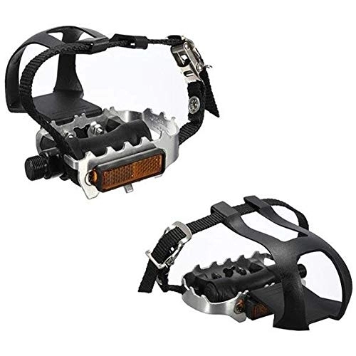 Mountain Bike Pedal : Bike Pedals, Road Mountain Bike Bicycle Pedals Toe Clips Straps Cycling Fixie