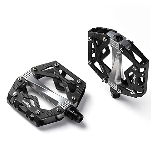 Mountain Bike Pedal : Bike Pedals Ultralight Bicycle Pedals Flat Alloy Pedals Mountain Bike Pedals 9 / 16" Sealed Bearings Pedals Non-Slip Flat Pedals Mtb Pedals (Color : Black)