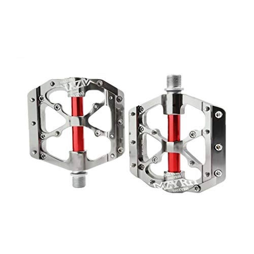 Mountain Bike Pedal : Bike Pedals Universal Mountain Bicycle Pedals Platform Cycling Ultra Sealed Bearing Aluminum Alloy Flat Pedals Red Silver 1pc