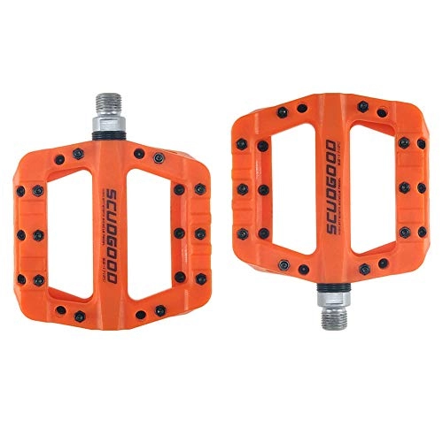 Mountain Bike Pedal : BIKERISK Mountain Bike Pedals Light Weight Road Riding Bicycle Pedals for AM / FR / DH / DJ / BMX, 1 Pair, Orange