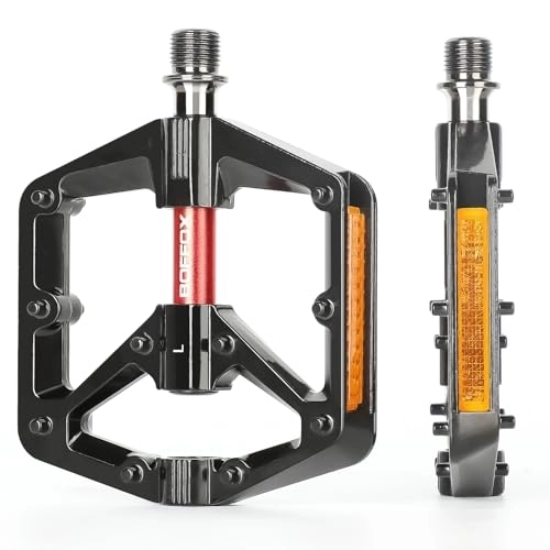Mountain Bike Pedal : BOFFOX Bicycle Pedals, MTB Pedals with Reflectors, 9 / 16 Inch, 3 Sealed Bearings, Bicycle Pedals, Lightweight and Non-Slip, Suitable for Mountain Bike / Trekking / Road Bike