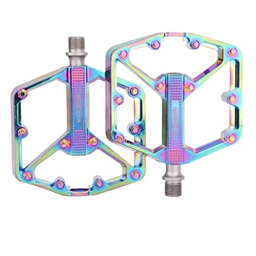 Mountain Bike Pedal : BREWIX Bicycle All Aluminium Alloy Wider Tread CNC Machined Lightweight Lubrication Easy to Install for Mountain Bike pedal (Color : Dazzle)
