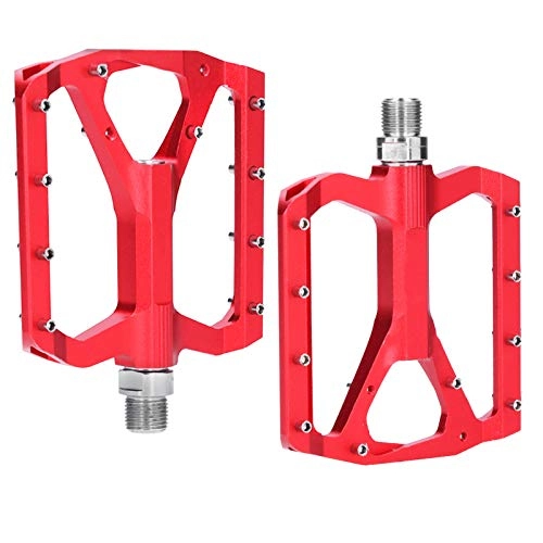 Mountain Bike Pedal : Buachois Mountain Bike Pedal Aluminum Alloy Non Slip Pedal Cycling Foot Rest Adapter Bicycle Maintain Replace Refit Accessory Fit for Travel Bikes (Red)