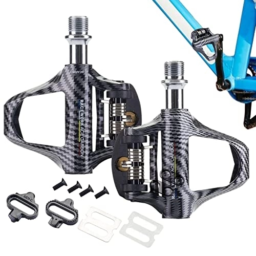 Mountain Bike Pedal : Carbon Fiber Bike Pedals - Bicycle Self-Locking Pedal - Non-Slip and Lightweight Cycling Platform Pedals for Mountain and Road Bike Woteg