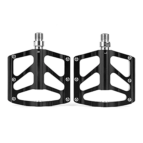 Mountain Bike Pedal : CCHHL Bicycle Pedals, 3 Bearing Aluminum Alloy Pedals, Lightweight 9 / 16 Mountain Bike Pedals with 12 Anti-Skid Nails, Black