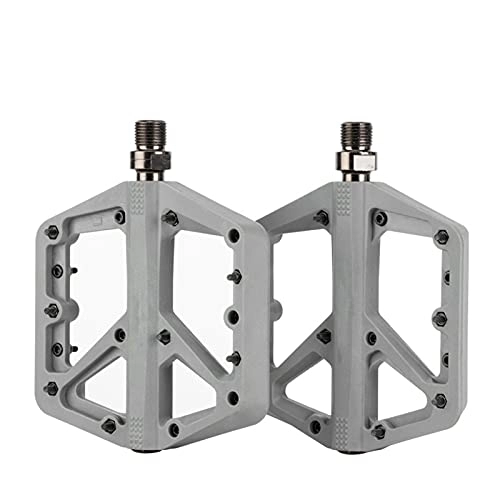 Mountain Bike Pedal : CCHHL Bicycle Pedals, 9 / 16 Mountain Bike Pedals Nylon Bearing, Wide Pedals for Riding with 16 Anti-Skid Pins, Gray