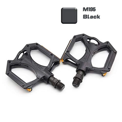 Mountain Bike Pedal : CHENGTAO Pedal M195 Aluminum Alloy MTB Bike Pedals 2DU Bearing Ultralight Pedal Mountain Bicycle Parts With Reflector (Color : Black)