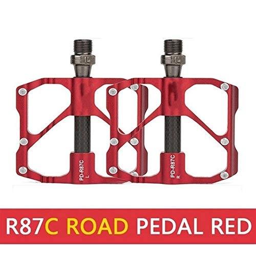 Mountain Bike Pedal : CHENGTAO Pedal Quick Release Road Bicycle Pedal Anti-slip Ultralight Mountain Bike Pedals Carbon Fiber 3 Bearings Pedale (Color : RCRed)