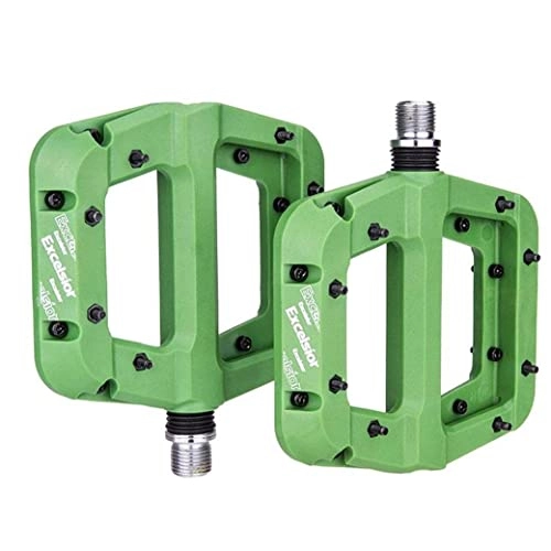 Mountain Bike Pedal : Chtom Mountain Bike Pedals Nylon Fiber Bearing Lightweight Mountain Road Bicycle Platform Pedals Bicycle Flat Pedals Non-slip Bicycle Platform Pedals for Bike Rosy 1 Pair (Color : Green)