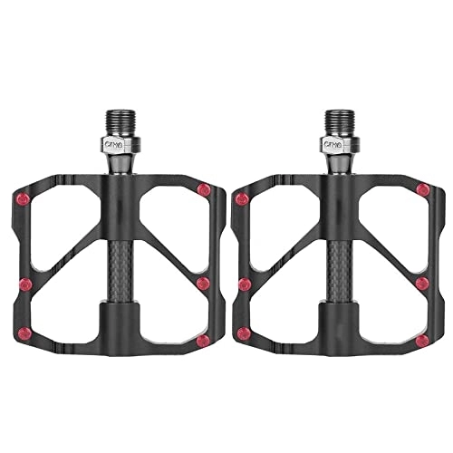 Mountain Bike Pedal : CJSTORE MTB Road Mountain Bike Pedals Bicycle Pedals, 3 Sealed Lightweight Non-Slip Bearings Carbon Fiber Axle Tube Aluminum Alloy Surface with Removable Anti-Skid Nails, Black Pair (Size : B)