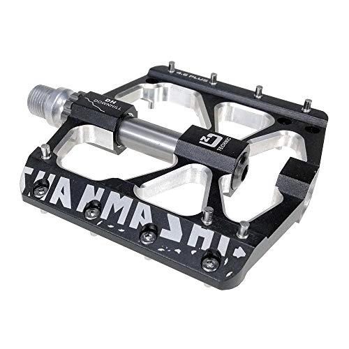 Mountain Bike Pedal : Cxraiy-SP Bicycle Pedal Mountain Bike Pedals 1 Pair Aluminum Alloy Antiskid Durable Bike Pedals Surface For Road BMX MTB Bike 4 Colors (SMS-4.6 PLUS) Bicycle Cycling Bike Pedals (Color : Black)