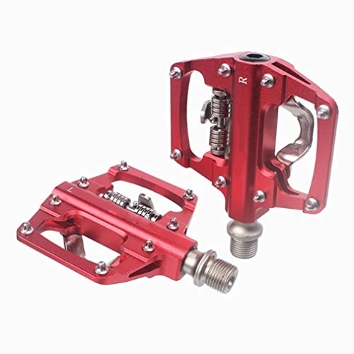 Mountain Bike Pedal : cycling pedals, road bikepedals, Bike Flat Pedals SPD Cleats Pedals Dual-purpose Pedal Aluminum Alloy 9 / 16u201dThread For Bicycle MTB BMX Mountain Bike Cycling Clipless Pedals (Color : Rood)