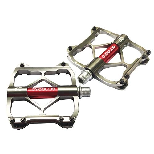 Mountain Bike Pedal : CYCPLUS Bike Pedals 3 Bearings Mountain Road Ultralight Aluminium Alloy Bicycle Pedals with Cycling Wide Platform and 9 / 16 Inch Axle Non-Slip Trekking MTB BMX Pedals