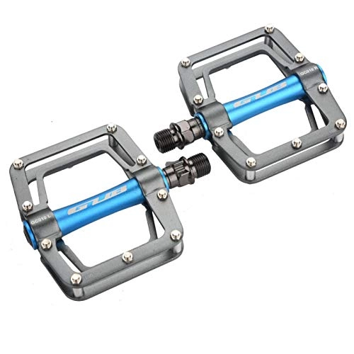 Mountain Bike Pedal : DAUERHAFT GUB 1 Pair Aluminum Alloy Flat Cycling Pedals, Outstanding Strength and Durability Mountain Bike Pedals, for Mountain Bikes(Titanium Blue)…