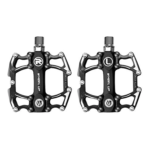 Mountain Bike Pedal : Delymc MTB Bike Platform Pedals PK04 9 / 16 inch Wide Plus Aluminium Alloy Flat Cycling Pedals Sealed Bearing Axle for Mountain BMX Road Accessories Bicycles with Metal Texture