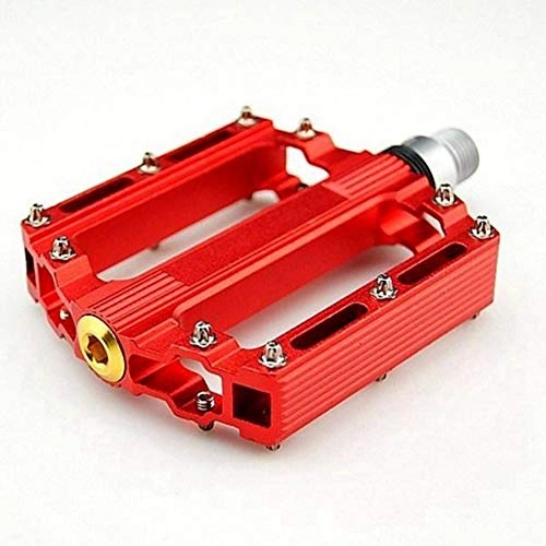 Mountain Bike Pedal : DHTOMC Mountain Bike Pedals Aluminum Alloy Bicycle Bike Pedals Light Weight Anti-skid Surface (Size:Onesize; Color:Red)
