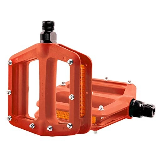 Mountain Bike Pedal : DPZCBH Mountain Pedal For Bicycle MTB Pedals Bike Flat Pedals Nylon Fiber Anti-skid Foot Sports Cycling Pedal MTB Accessories Pedals For Hybrid Bike (Color : Orange)