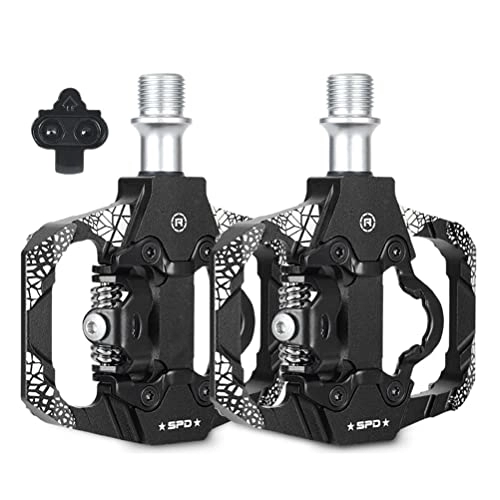 Mountain Bike Pedal : Edinber Mountain Bike Pedals Compatible for SPD Cleats Sealed Clipless, Aluminum Bicycle Flat Platform Pedals, Dual Platform Multi-Purpose - Great for Road Bike MTB