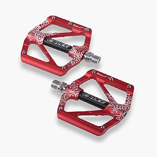Mountain Bike Pedal : Enlee Bicycle Pedals - Mountain Bike Pedals - Road Pedals with Ultralight Non-slip Aluminium Alloy Platform, Chromium Molybdenum Steel Bearings, Trekking Pedals with Axle Diameter 9 / 16 Inch (Red)