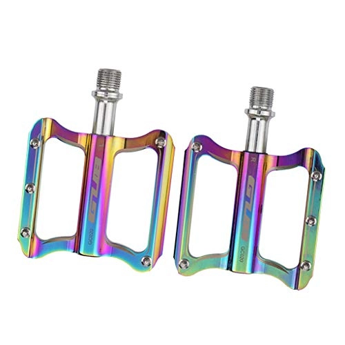 Mountain Bike Pedal : F Fityle 1Pair Bicycle Pedals Metal Flat Platform 9 / 16" Inch 14mm for Road Mountain Bike