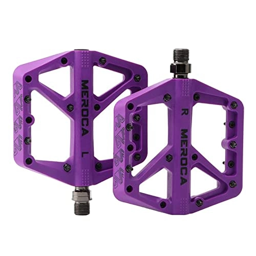 Mountain Bike Pedal : F Fityle MTB Pedals Mountain Bike Pedals 3 Bearing Non-Slip Lightweight Nylon Fiber Bicycle Platform Pedals for BMX MTB 9 / 16" - Purple