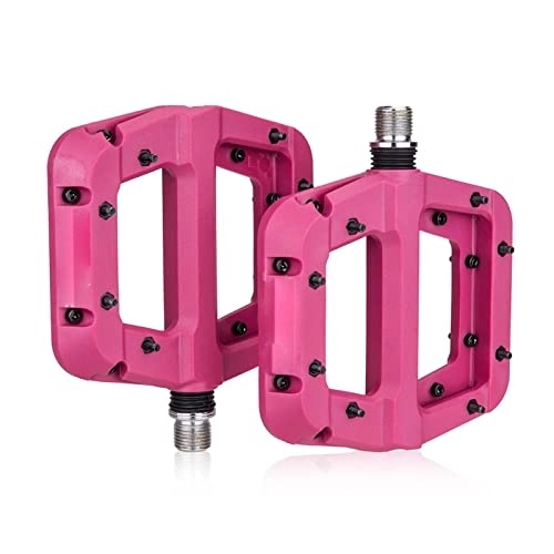 Mountain Bike Pedal : FIVENUM Bike Pedal Nylon 2 Bearing Composite 9 / 16 Mountain Bike Pedal High Strength Non-Slip Bike Pedal Surface For Road BMX (Color : Pink)