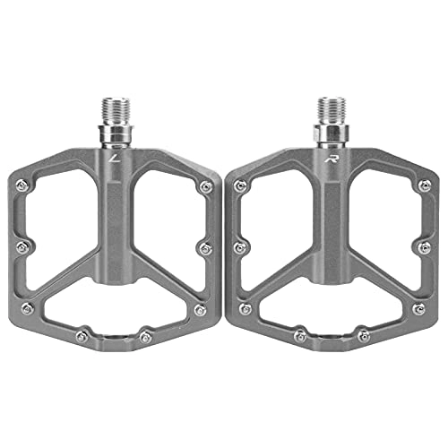 Mountain Bike Pedal : FOLOSAFENAR Non‑Slip Pedals, Bicycle Flat Pedals Aluminum Alloy 1 Pair DU Bearing System for Mountain Bikes / Road Bikes(Titanium Color)