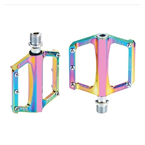 Mountain Bike Pedal : Foot Mountain Road Bike Bearing Pedal Folding Bicycle Aluminum Alloy Small Pedal Universal Riding replace (Color : Colorful)
