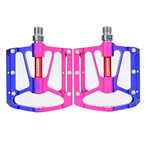 Mountain Bike Pedal : Frondent Bike Multi color Pedals Outdoor Sports Bike MTB BMX Bearing Aluminum Alloy for Cycling Bicycle Road Bike (Blue+Pink)