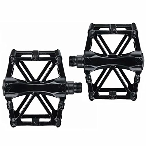 Mountain Bike Pedal : FSJD Bicycle Cycling Pedals, Aluminum Anti Slip Durable Mountain Bike Pedals Cycling Road Bike Pedals, Black, 12cm×9.5cm×1.4cm