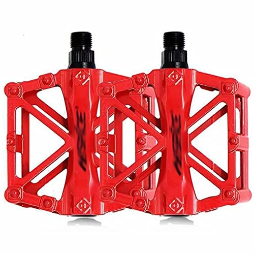 Mountain Bike Pedal : FSJD Universal Bicycle Cycling Pedals Sealed Anti-Slip Durable, For Mountain Bike Road Bike Trekking Bike, Red, 9.6cm×9.1cm×1.4cm