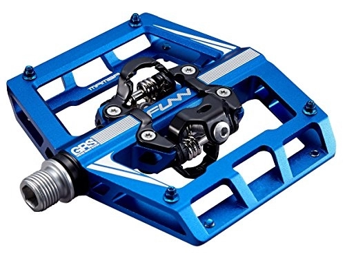 Mountain Bike Pedal : Funn Mamba Mountain Bike Clipless Pedals, Double Sided Clip Wide Platform MTB Pedals, Compatible with SPD Cleats, 9 / 16-Inch CrMo Axle Bicycle Pedals for MTB / BMX / Gravel Cycling(Blue)