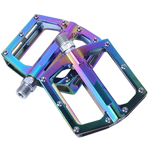 Mountain Bike Pedal : Gedourain Colorful Bike Pedals, Aluminum Alloy Large Contact Area Rainproof Dustproof Mountain Bike Pedals Wide Compatibility for DIY for Repair for Outdoor