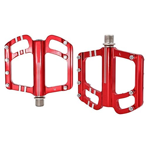 Mountain Bike Pedal : GENFALIN Outdoor sports Mountain BMX / MTB Aluminum Bike Sealed Bearing Pedals Large Bicycle Platform Pedals 9 / 16" with AntiSkid 3 Sealed Bearings Bicycle Parts (Color : Red)