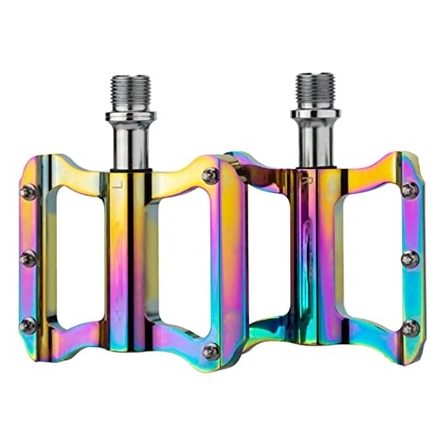 Mountain Bike Pedal : GFHTH Mountain Bike Pedals, Aluminum Alloy Road Flat Bicycle Pedals, Sealed Bearing Lightweight Colorful Metal Cycling Pedal, B