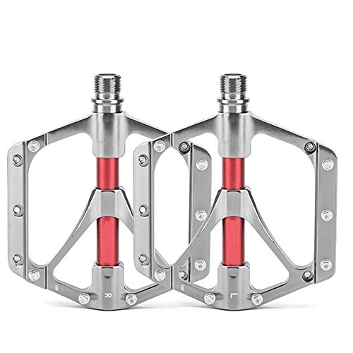 Mountain Bike Pedal : Gimitunus-BikeP Lightweight Bike Pedals, Mountain Bike Titanium Alloy Bearing Pedals Lightweight Treading Palin Riding Ankle (Color : Silver)