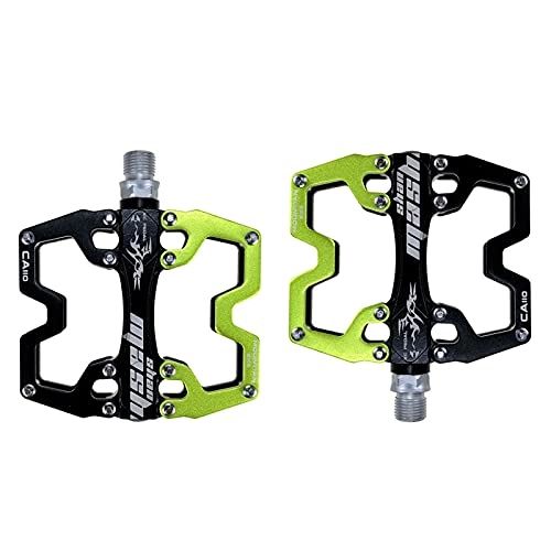 Mountain Bike Pedal : GLYIG Mountain Bike Pedals MTB Pedals Aluminum Bicycle Flat Platform Pedals Lightweight Non-Slip Sealed Bearing for Road Mountain BMX MTB Bike, Wide Platform Bicycle Pedal (Color : Black green)