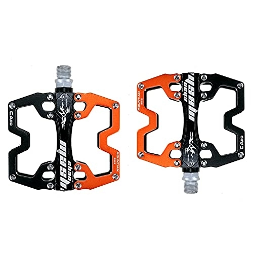Mountain Bike Pedal : GLYIG Mountain Bike Pedals MTB Pedals Aluminum Bicycle Flat Platform Pedals Lightweight Non-Slip Sealed Bearing for Road Mountain BMX MTB Bike, Wide Platform Bicycle Pedal (Color : Black orange)