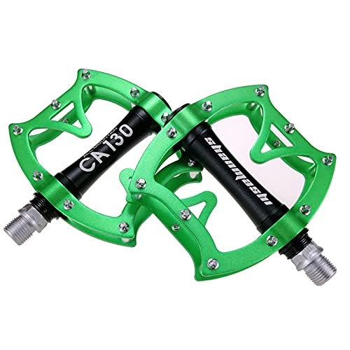 Mountain Bike Pedal : GLYIG Mountain Bike Pedals- MTB Pedals Bicycle Flat Pedals CNC Aluminum Alloy Sealed DU+ Bearing Cycling Pedals for BMX MTB Road, Bicycles Platform Pedals (Color : Green)