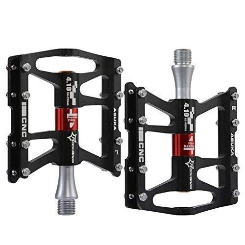 Mountain Bike Pedal : gneric YMYGBH Bike Pedals With Toe Clips Mountain Bike Bicycle Pedals Cycling Ultralight Aluminium Alloy 4 Bearings MTB Pedals Bicicleta Bike Pedals (Color : Black)