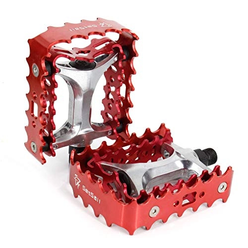 Mountain Bike Pedal : GOFEI Bike Pedals Alloy Platform Lightweight Mountain Bike Pedal Cycling Sealed Bearings Pedals for BMX MTB Cycling, Red