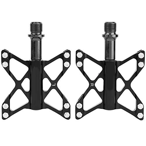 Mountain Bike Pedal : Growcolor Bike Lightweight Pedals One Pair Aluminium Alloy Mountain Road Bicycle Replacement Accessory(黑色)