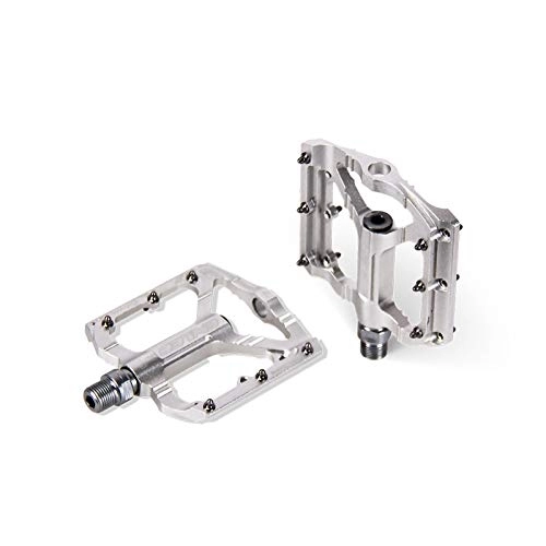 Mountain Bike Pedal : GRTE Mountain Bike Pedals, 9 / 16" Bike Bearings Pedals Non-Slip Road Bike Pedals All Aluminium Pedals, Gray