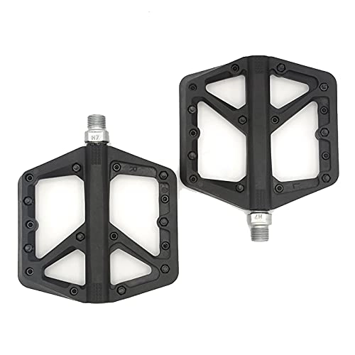 Mountain Bike Pedal : GSYNXYYA Bicycle Pedals, 9 / 16 Inch Nylon Fiber Bearing Non-Slip Pedal, Mountain / Road Bike Metal Pedals, Waterproof / Sturdy Durable(Balck)