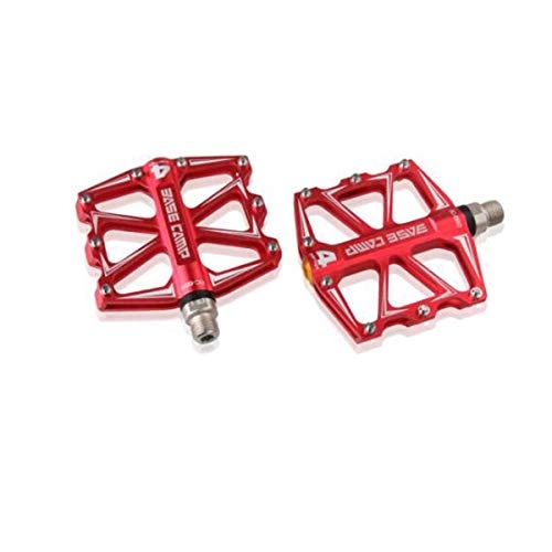 Mountain Bike Pedal : Guyuexuan Mountain Bike Pedals 9 / 16 Non-Slip Wide Bicycle Pedals High-Strength BMX Pedals Aluminium Alloy, The latest style, and durable (Color : Red)